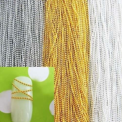 100m 1.2mm Fadeless Bead Chain Copper Ball Chain Silver/Gold/Nickle Plated Free shipping Nail Decorations