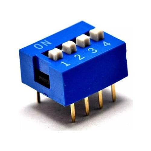 100pcs/lot DIP Switch 4 Position 2.54mm Pitch 2 Row 8 Pin 4P Slide DIP Switch Blue Color