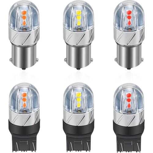 100X 1156 1157 BA15S BAY15D 7440 7443 3030 6SMD Car Led P21W Auto Trunk Lamp Turn Signal Light Car Styling License Plate Light