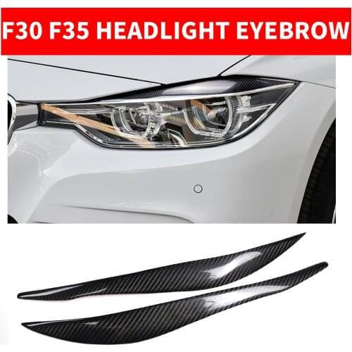 2PCS Car Styling Real Carbon Fiber Headlight Eyebrow Eyelids For BMW 3-Series F30 F31 F32 F33 F35 Trim Cover Sticker 2013-2018