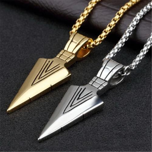 2019 Fashion 3colors Vintage Necklace Men Arrow Pendant Simple Chain Bead Arrow Long Men Necklaces Jewelry Gift Arrow Necklace