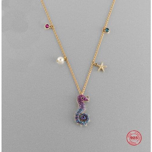 2020 New Fashion Charm Pure 925 Silver Original 1:1 Copy, Stars Hippocampus Fashion Wild Necklace Women Luxury Jewelry Gifts