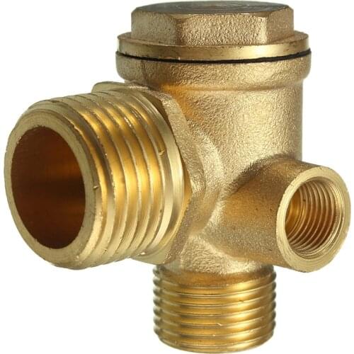 3 Port Brass Air Compressor Valve Air Central Pneumatic Compressor Check Valve 44x44x30mm Valves Thread 90 Degree DIY Home Tools