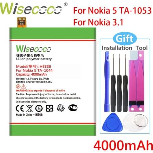 Wisecoco HE321 HE336 4400mAh Battery For Nokia 5 Dual SIM (TA-1053 DS) Phone Battery Replacement +Tracking Number