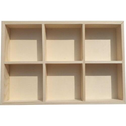 1pc Wooden 6-grid Pigment Storage Box Wooden Painting Stick Storage Container