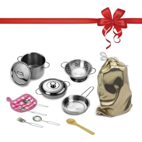 Play Home Super Anti-fall Stainless Steel Children Learn To Cook Mini Kitchen Toy Set Simulation Stainless Steel Kitchen Toys