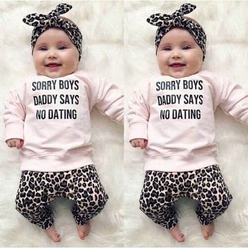Pudcoco Newborn Baby Girl Leopard Print T-Shirt Top Pants Headband Outfit Clothes 0-24M Baby Clothing