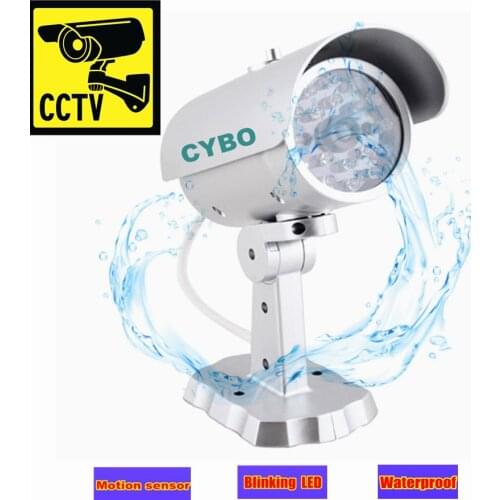 Wireless fake dummy security camera ir led bullet ourdoor motion detection human sensor cctv surveillance fake camera sticker