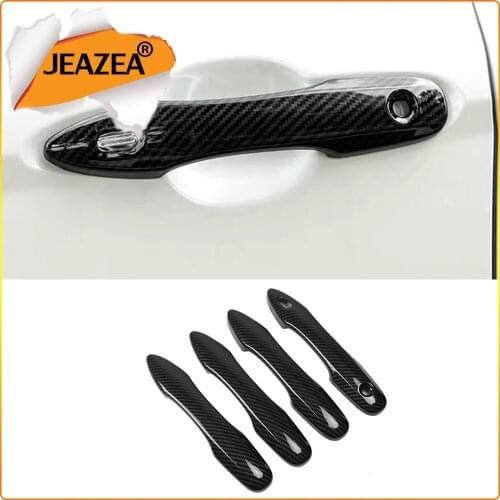 JEAZEA 4pcs Carbon Fiber Plastic Exterior Door Handle Frame Cover Trim Sticker Fit for Toyota Camry 2018-2019