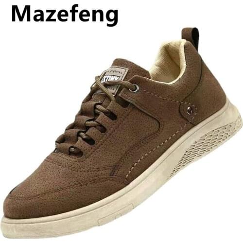 Mazefeng Men Shoes Summer Brand Fashion Men Casual Shoes Lightweight Breathable Men Sneakers Lace Up Brown Khaki Tenis Man Shoes