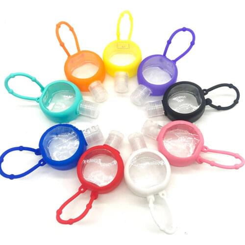 5Pcs/Lot 30ml Round Silicone Solid color Hand Sanitizer Bottle Perfume Holder Portable Hanging Bottle Rack Sub-Bottle