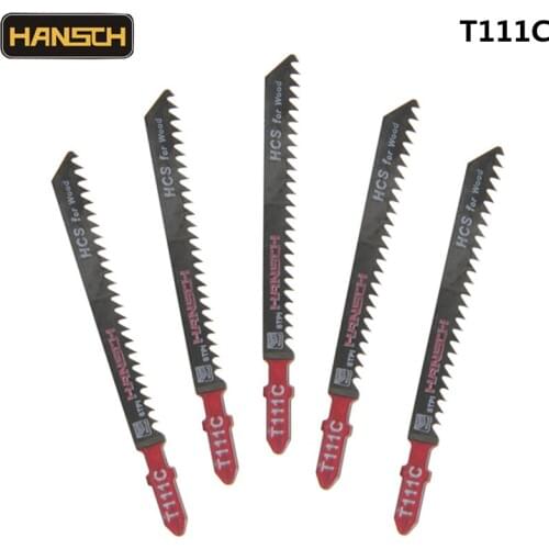 HANSCH 5pcs T111C Jig Saw Blades 100*3 Wood Fast Cut HCS For Bosch Metabo Dewalt Makita AEG Festo Holzher,Kress Cutting Tool