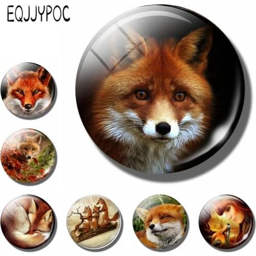 Lovely Red Fox Fridge Magnets Cute Animals 30MM Glass Crystal Magnetic Stickers Refrigerator Decorations Kitchen Home Decor Gift