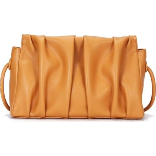 Genuine Leather Fashion Fold Bag for Women New Casual Womens Shoulder Bag Soft Leather Solid Color Messenger Bag Underarm Bag