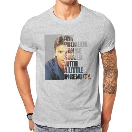 Men MacGyver said Any problem can be solved with a little ingenuity Anime Tv Show 70 S Funny Classic Graphic Tees