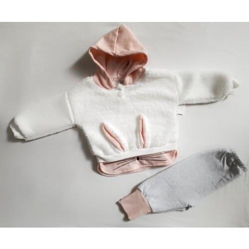 Baby Girl White Rabbit and Feather Set