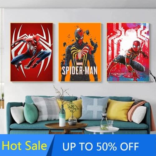 Marvel Spiderman Character Canvas Painting Avengers Superhero Wall Art Nordic Posters and Prints Pictures Living Room Decor