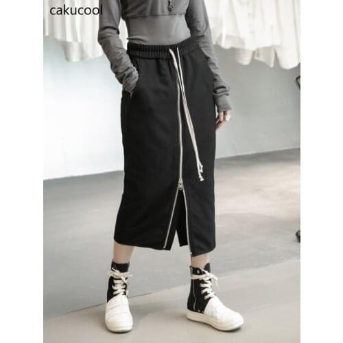 Cakucool 2021 new winter dark RO style winter zipper back slit fashion style woolen slim mid-length skirt