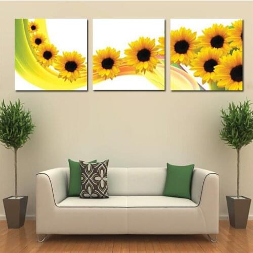 New Cross Stitch,Sets For Embroidery,Precise Printed Triptych Sunflower Flowers Patterns DIY Counted Cross Stitching Kit
