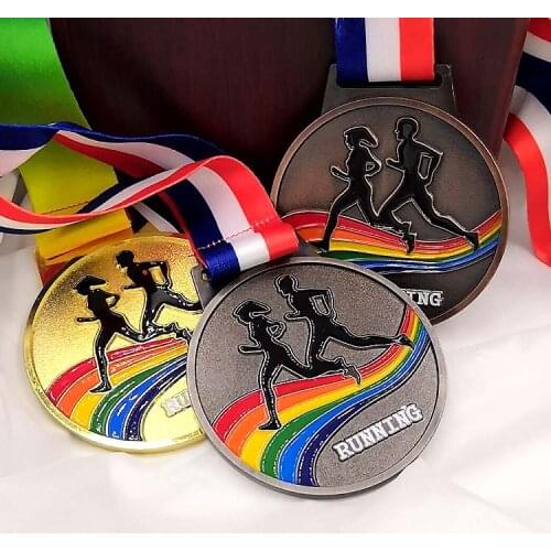 Color New Metal Medal Match Medals Badges Souvenirs The marathon Medal Medal with good ribbon School sports Metal