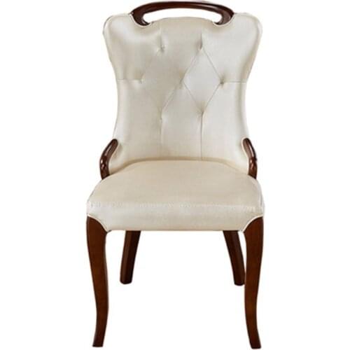 Dining chair solid wood soft bag back leather dining chair hotel restaurant villa dining chair stool