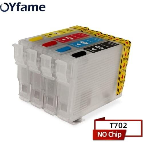 OYfame 702 T702XL Ink Cartridge NO Chip 702 T702XL Cartridge Refill kit For Epson Workforce WF-3720 WF-3733 WF-3730 Printer