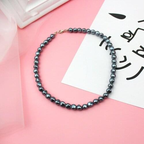 Vintage Style Simple Black Pearl Chain Choker Necklace For Women Wedding Party Clavicle Necklace Fashion Jewelry Wholesale Gift