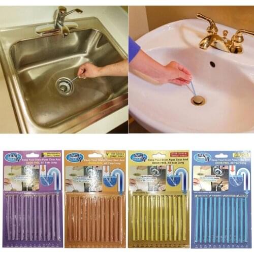 12Pc/set Cleaing Sticks Drain Cleaner Sewer Cleaning Rod Home Cleaning Essential Tools Kitchen Sink Filt Household Cleaning