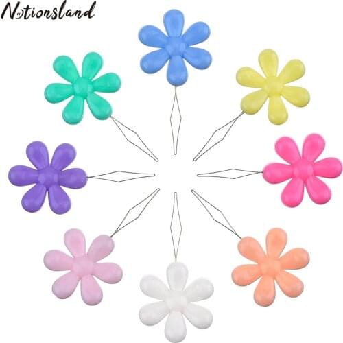 Plastic Flower Head Wire Loop Needle Threader for Hand Machine Tool for Embroidery DIY Craft Needle Threader Sewing Accessories