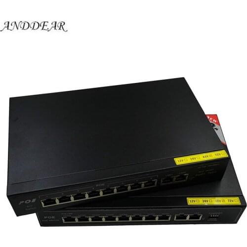 POE 48v 10 port gigabit unmanaged poe switch 8*10/100 mbps POE poort; 2*10/100/1000 mbps UP Link poort; NVR poort 280M