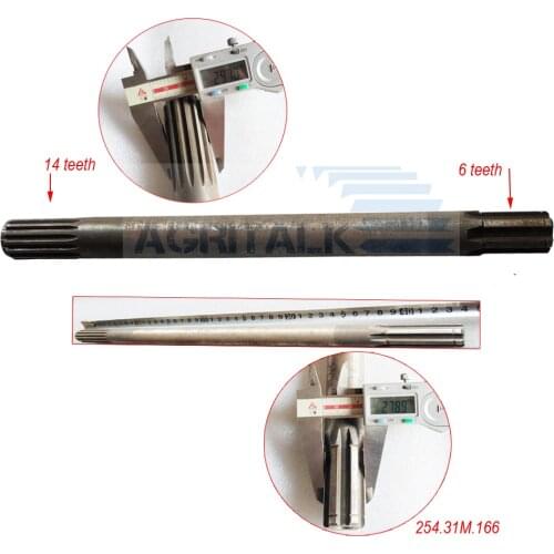Front half shaft (the old type): 6 splines+14 splines) for Shandong Taishan TS354C tractor, part number: 254.31M.166