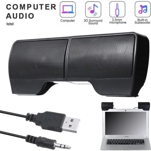 Portable USB Power Supply Speaker Clip-on Computer Stereo Speakers Soundbar For PC Laptop Notebook Tablet Computers