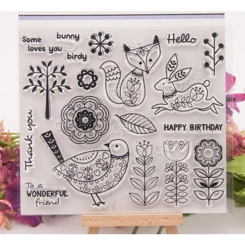 Birthday of small animals Transparent Clear Silicone Stamp/Seal for DIY scrapbooking/photo album Decorative clear stamp A675