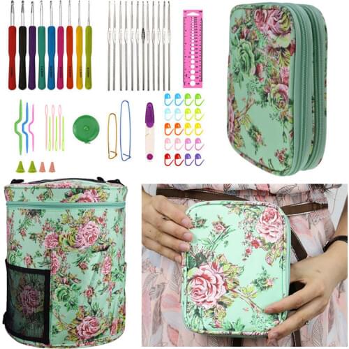 Empty Yarn Bag And Crochet Hook Set Beauty Flower Crochet Bag For Weave Cloth Sewing Tools Knitting Needles Set Knitting Bag