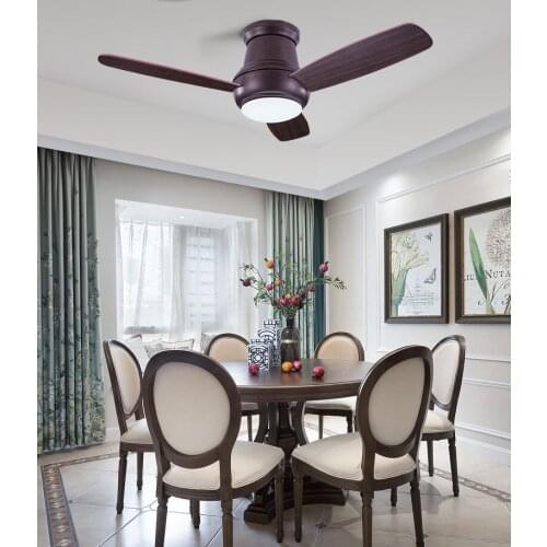 Retro Ceiling Fan Light Ultra-thin Dining Room American Chandelier Modern Simple Bedroom Home Living Room LED Ceiling Fan Light