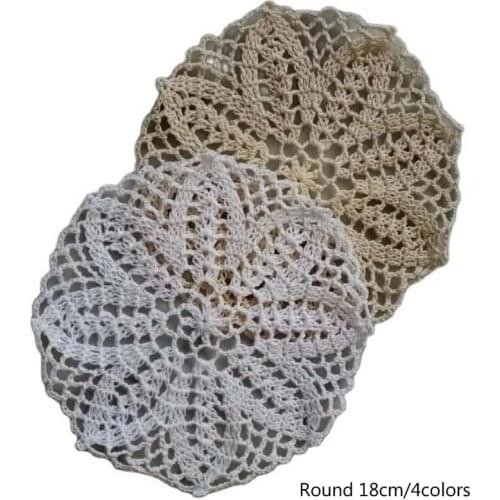 Modern round cotton placemat cup coaster mug kitchen Christmas table place mat cloth lace Crochet tea coffee pot doily dish pad