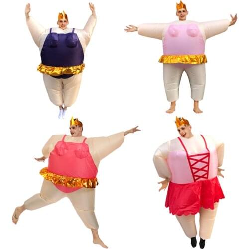 Pink Fancy Dress Ballet Sumo Inflatable Costume Adult Funny Blow up Suit Dropship Halloween Party Cosplay Fat Clothes
