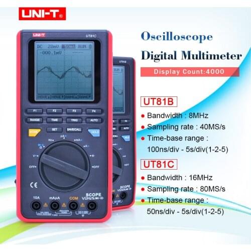 UNI-T UT81C/UT81B Real-Time Sample Rate Handheld Oscilloscope Digital Multimeter AC DC Resistance Capacitance Frequency Meter