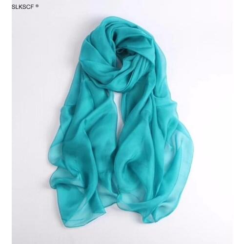 [SLKSCF] 180X110CM New Design 12 Different Colours Silk Chiffon Scarf Super Large Dimension Solid Silk Paj Scarves female