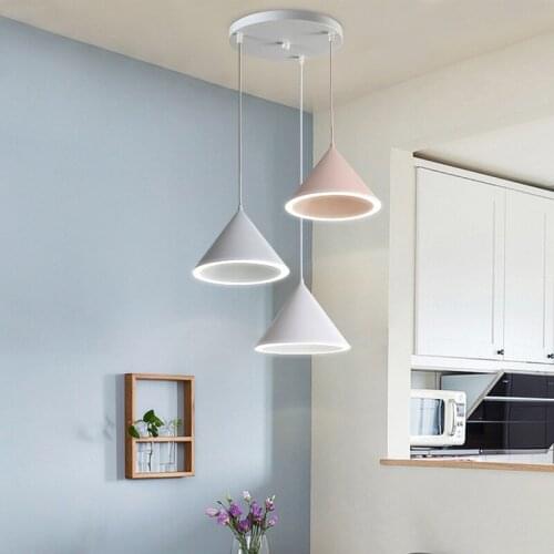 Modern Led Pendant Light Fixture With Aluminum Lampshade For Diningroom Cafe Bar Restaurant Nordic Cone Hanging Lamp ZM1014