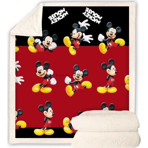 Disney Mickey Minnie Sturge Series Print Comfy Soft Blanket Flannel Sherpa Cartoon Childrens Gift Sofa Bedding Home Textile