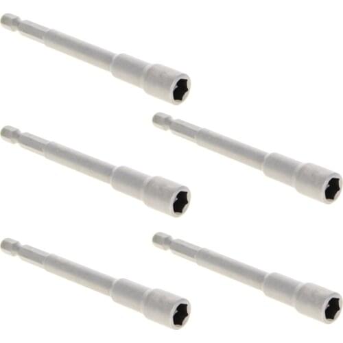 Utoolmart Professional 5pcs 1/4" Non-magnetic Hex Socket 100mm Long 8mm/10mm Metal Impact Nut Setter Driver Bit Adapter Tools
