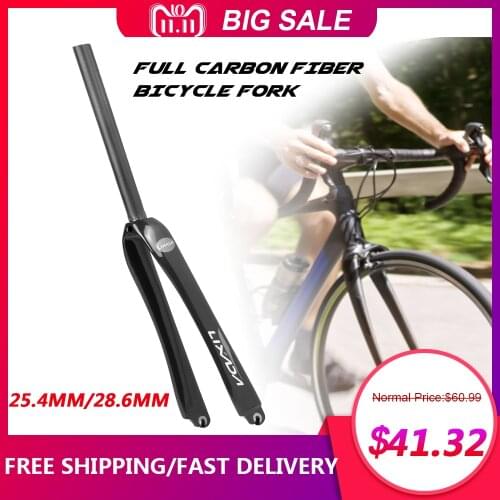 Lixada 25.4mm Ultralight Full Carbon Fiber Road Bicycle Fork 700C Cycling Fixed Gear Bike Fork Fixie Bike Front Fork