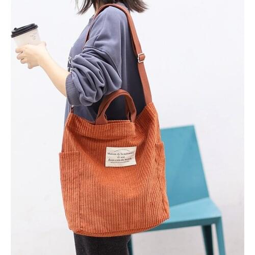 Corduroy Crossbody Shoulder Bags for Women Purses and Handbag Girls Fashion Large Capacity Shopper Casual Female Schoolbag Totes