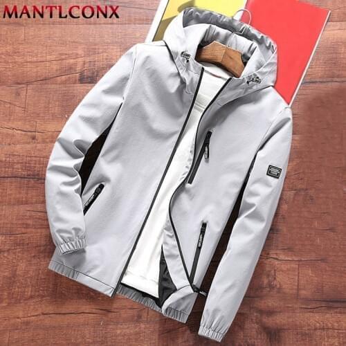 MANTLCONX New Mens Hooded Windbreaker Jacket Spring Autumn 2020 Casual Hoodie Jacket Coats Streetwear Fashion Male Outwear Brand