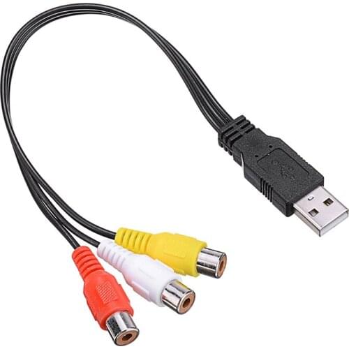 High Quality USB 2.0 Male to 3 RCA Female Cable Adapter Audio Durable Video AV Cable A/V Converter For HDTV PC