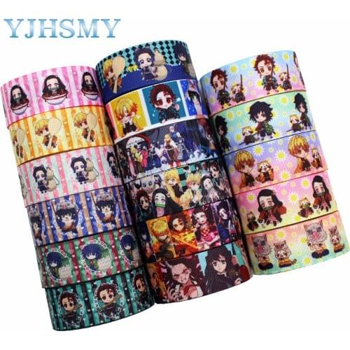 YJHSMY L-20406-255,25mm,10yards Cartoon Thermal transfer Printed grosgrain Ribbons,bow cap DIY accessories decorations