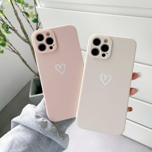 Love Heart Camera Protection Phone Case For iPhone 12 11 Pro Max Mini X XR XS Max 7 8 Plus SE2 Soft Silicone Bumper Back Cover