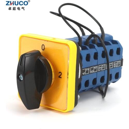 ZHUCO SZW26/LW26-20 D307.5GL 20A 5 Poles 3 Positions 1-0-2 Panel Mounted Electric Transfer Rotary Cam Changeover Switch