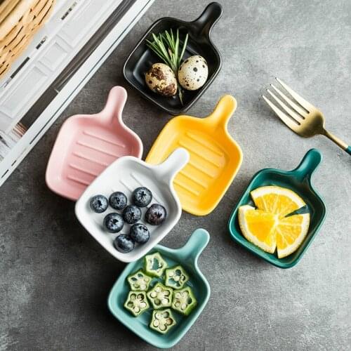 1 PC Creative Ceramics Seasoning Small Square Northern Europe Style Color Sauce Sauce Dish Seasoning Plates trinket dish